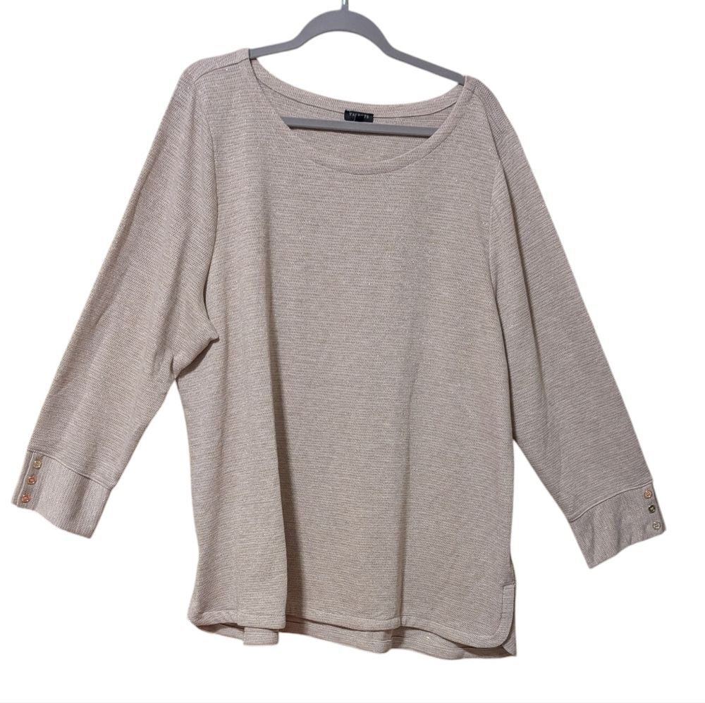 Talbots top plus size 3X long sleeve pull over metallic knit crew tunic casual